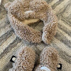 Cozy Tan Kids Headband and Booties Set